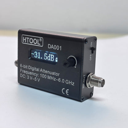 HTOOL DA001 0-31.5dB Adjustable Wideband Digital RF Attenuator Module DC-6GHz with 0.91-inch OLED Display