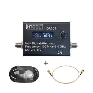 HTOOL DA001 0-31.5dB Adjustable Wideband Digital RF Attenuator Module DC-6GHz with 0.91-inch OLED Display