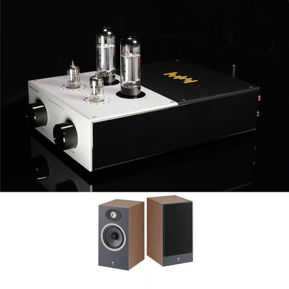 Music Wizard VP-1 8Wx2 EL34 Tube Amplifier Bluetooth Integrated Amp (Power Amp) + N°1 Bookshelf Speaker