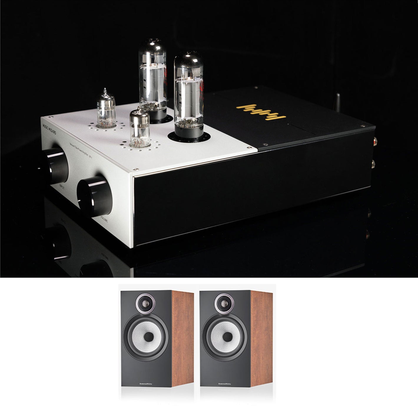 Music Wizard VP-1 8Wx2 EL34 Tube Amplifier Bluetooth Integrated Amp (Power Amp) + 606 S3 Bookshelf Speakers