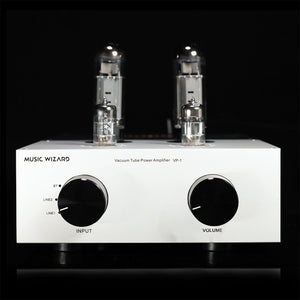 Music Wizard VP-1 8Wx2 EL34 Tube Amplifier (Power Amp) + E5 4.5-Inch Bookshelf Speakers with Headphone Amplifier