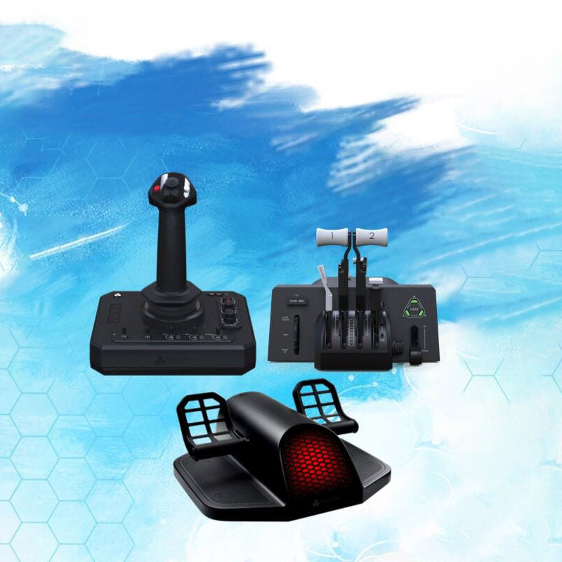 Original FOXTROT Aviation Stick + Bravo Throttle Quadrant Lite + Alloy 3-axis Rudder Pedals for Honeycomb
