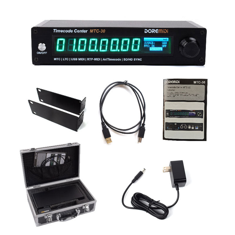 DOREMiDi MTC-30 Timecode Center SMPTE LTC to MIDI Time Code Converter + 9V DC Power Adapter + Carry Case