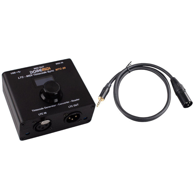 DOREMiDi MTC-20 LTC-MIDI Timecode Sync SMPTE LTC to MTC Sync Interface + 3.5mm to XLR Male Cable