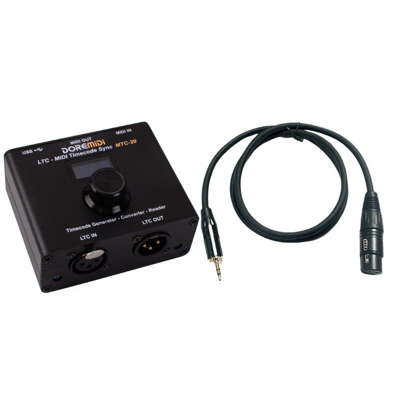 DOREMiDi MTC-20 LTC-MIDI Timecode Sync SMPTE LTC to MTC Sync Interface + 3.5mm to XLR Female Cable
