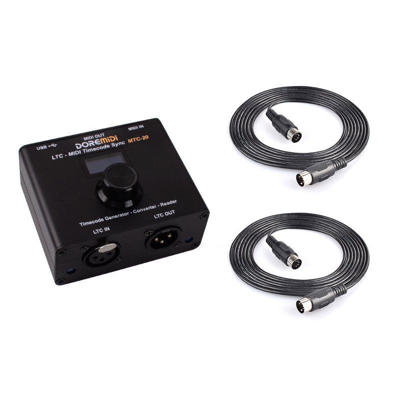 DOREMiDi MTC-20 LTC-MIDI Timecode Sync Timecode Generator SMPTE LTC to MTC Sync Interface + MIDI Cables