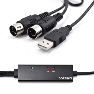 DOREMiDi MTU-10 2m MIDI to USB-A Cable High-Speed 5-Pin MIDI Cable for Piano Keyboard Drums &amp; Music Editing