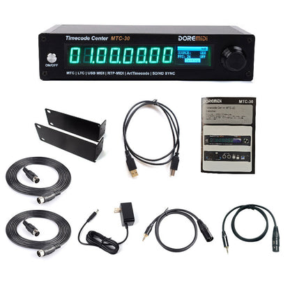 DOREMiDi MTC-30 Timecode Center SMPTE LTC to MIDI Time Code Converter + 9V DC Power Adapter + Cables