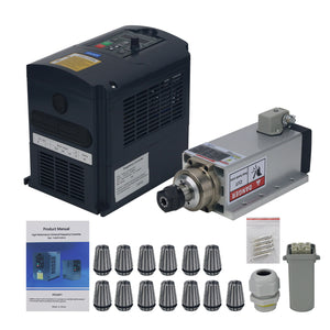 2.2KW Spindle Motor Kit w/ 24000RPM Air-cooled Spindle + VFD Inverter + 13pcs ER20 Spindle Collets