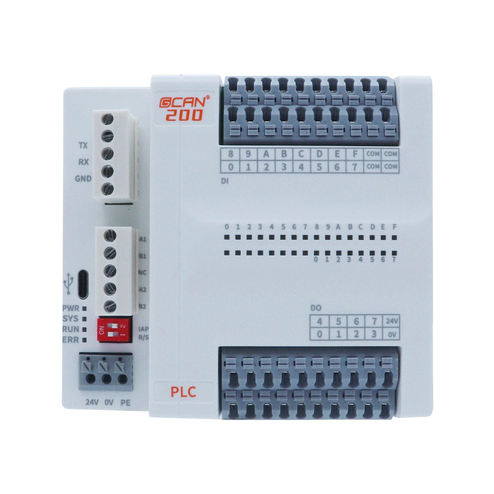 GCAN-PLC-200 Integrated RS232/RS485 PLC Controller 16DI 8DO Support for Codsys Programming