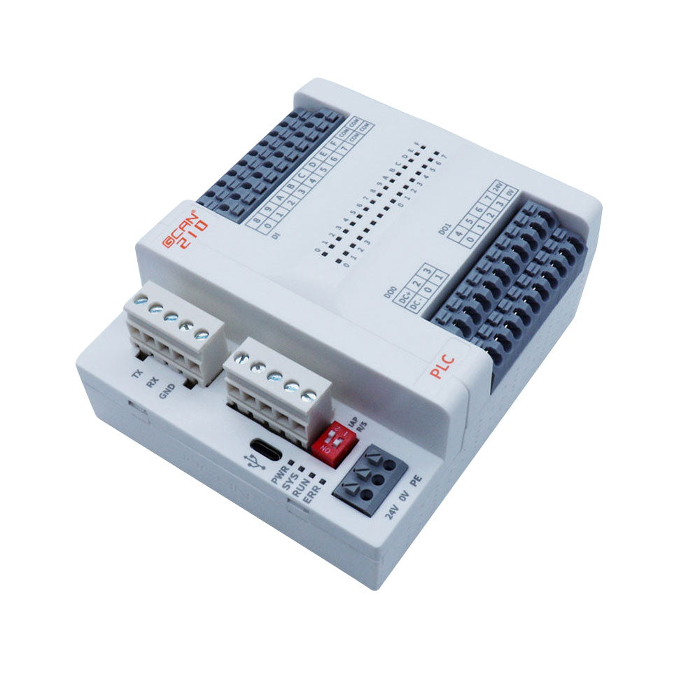 GCAN-PLC-210 Integrated RS232/RS485 PLC Controller 16DI 8DO (4CH Large Current DO) Support for Codsys Programming