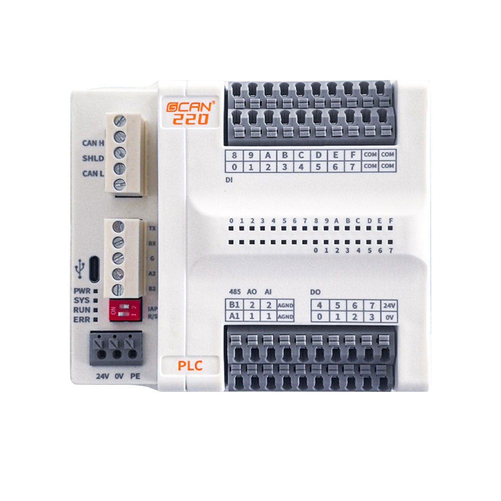 GCAN-PLC-220 Integrated RS232/RS485 PLC Controller 16DI 8DO 1-Channel CAN Support for Codsys Programming