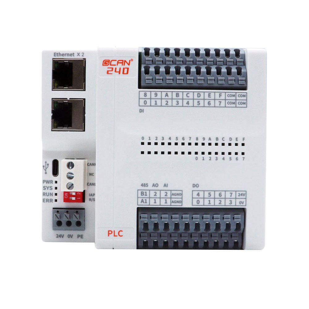 GCAN-PLC-240 Integrated RS485 PLC Controller 400MHz 16DI 8DO 2-Channel Ethernet Switcher Support for Codsys Programming