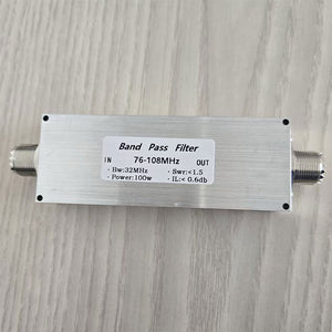BPF-76-108M-100WM-Plus 76-108MHz 100W Bandpass Filter RF Harmonic Clutter Filtering with M Female Connector