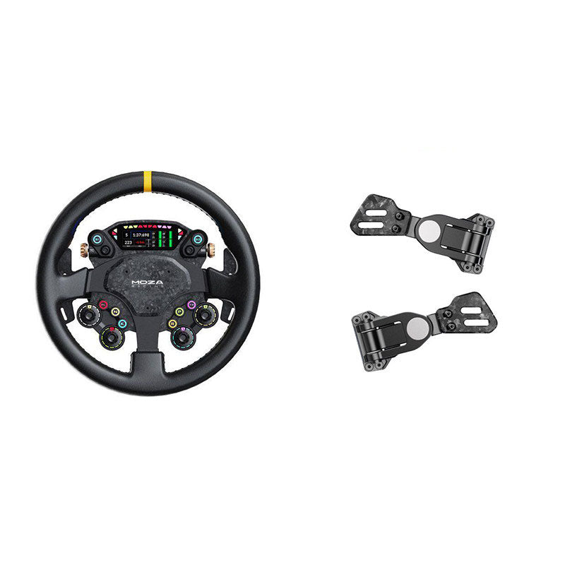 MOZA RACING CS Pro 325mm Steering Wheel Gaming Wheel with 2.99-Inch Display + Paddles Add-on Kit
