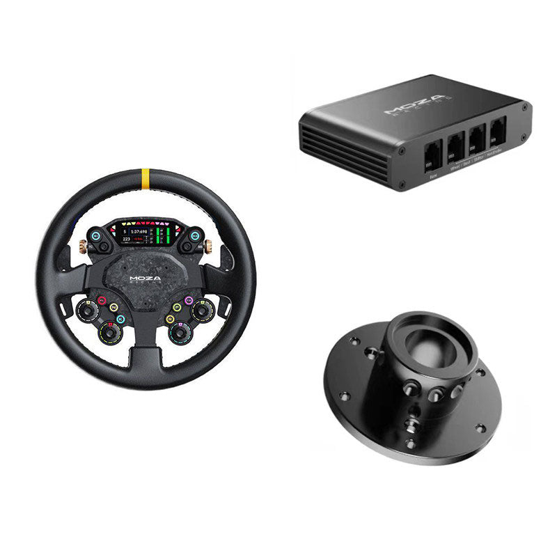 MOZA RACING CS Pro 325mm Steering Wheel + Adapter Box + Third-Party Wheel Base Hub Adapter