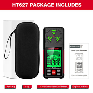 HABOTEST HT627 Multi-Field EMF Meter Electric Field &amp; Ionizing Radiation Tester with Alarm Function