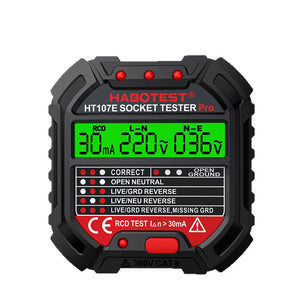 HABOTEST HT107E Socket Tester Pro AC 90-250V Outlet Tester (UK Plug) Supports RCD Detection