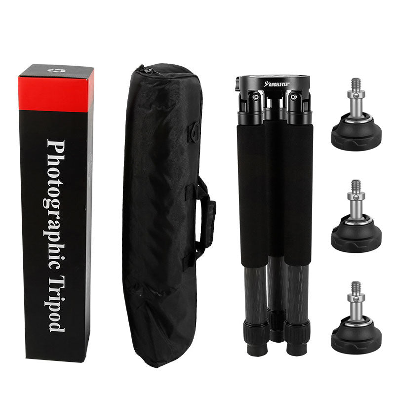 Angeleyes CF-50 Portable Carbon Fiber Tripod 460-770mm 50KG Load Capacity + 3PCS 45MM Aluminum Alloy Foot Pads for Astronomical Telescopes
