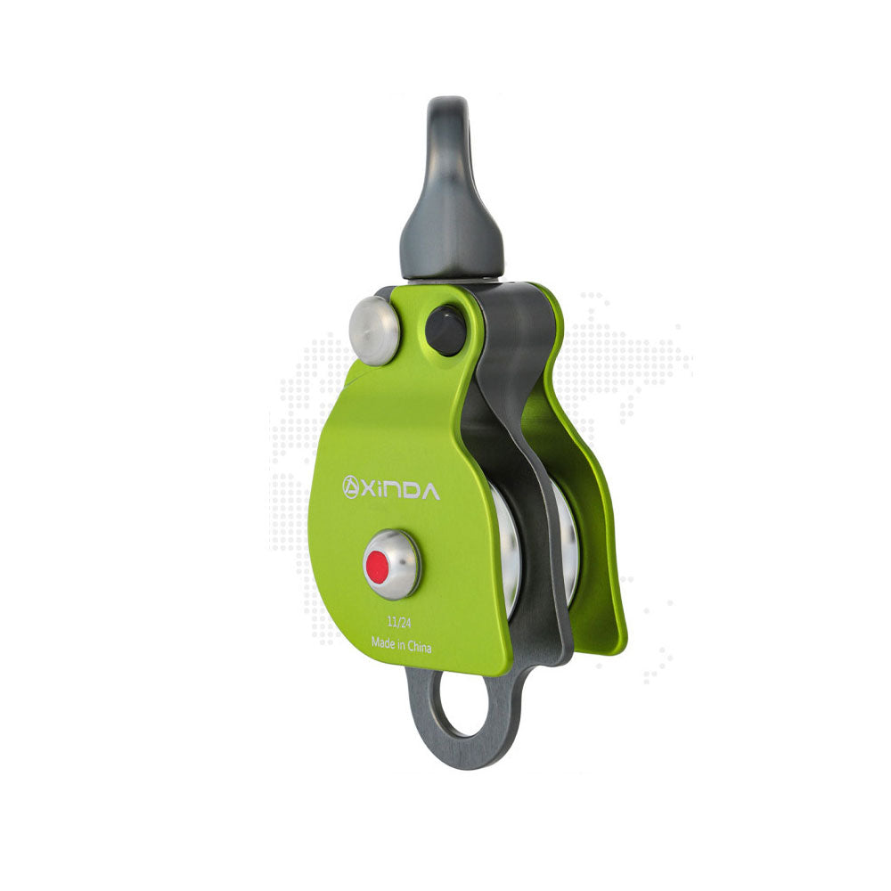 XINDA H Series Universal Double Pulley 360-Degree Rotation 36KN Load for Outdoor Rock Climbing