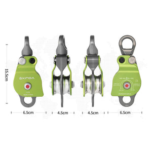 XINDA H Series Universal Double Pulley 360-Degree Rotation 36KN Load for Outdoor Rock Climbing