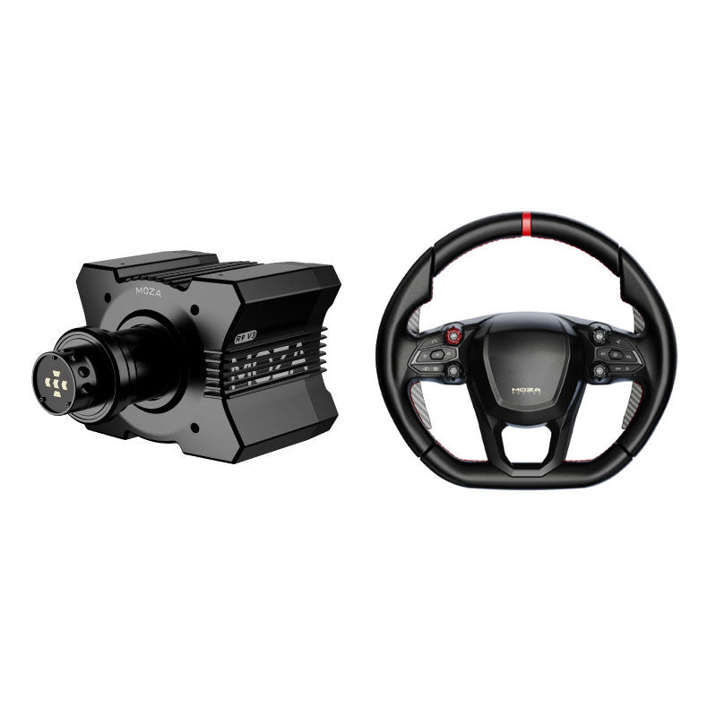 Moza Revuelto Wheel 340mm Steering Wheel with Carbon Fiber Paddle Shifters + R9 V3 9Nm Wheel Base