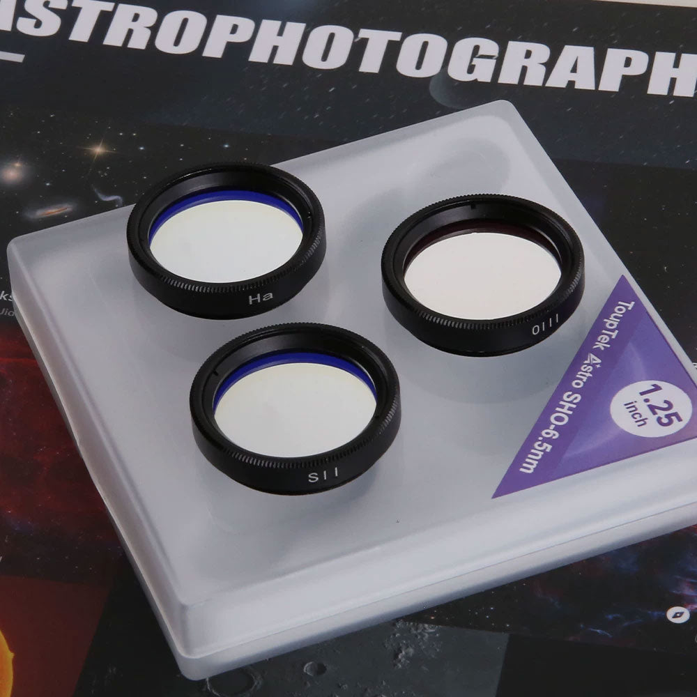 ToupTek 1.25-Inch Astronomical SHO Narrowband Filters Ha+SII+OIII 6.5nm FWHM Filters for Deep Sky Photography