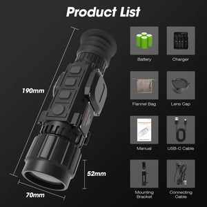 GTGUARD X350 Thermal Imaging Scope 1024x768 Micro-OLED Display 1-4X Digital Zoom Monocular