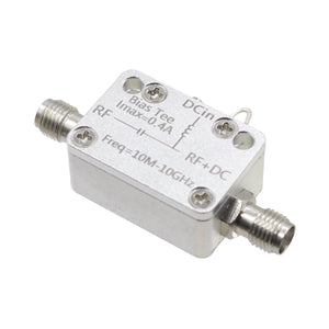 10MHz-10GHz RF Bias Tee 400mA DC Block Coaxial Bias Device with SMA Female Connector for Broadband Amplifiers