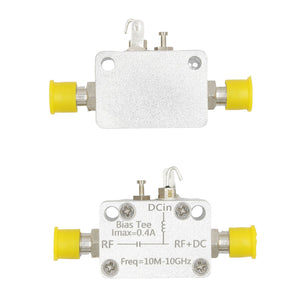 10MHz-10GHz RF Bias Tee 400mA DC Block Coaxial Bias Device with SMA Female Connector for Broadband Amplifiers