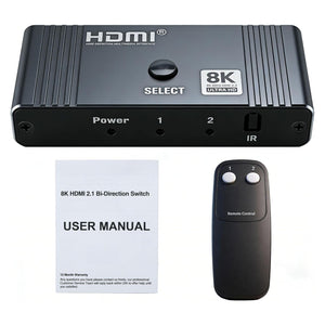 AB3 8K HDMI-compatible Bidirectional Switcher 2X1 HDMI-compatible Splitter Support Remote Control