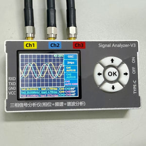 Portable 3-Channel Signal Analyzer Phase/Spectrum/Harmonic Analysis Tool Phase Difference Detection Module