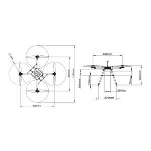Tarot TL680A 680mm Metal Quadcopter Frame Non-Folding 4-Axis Multirotor Drone UAV Frame Kit