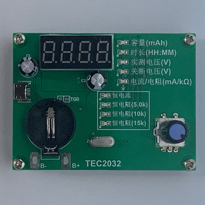 TEC2032 Battery Capacity Tester for 2032 Coin Cell Batteries 20mA Discharge Analyzer
