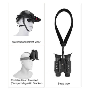 TeSeek NV8300 3D HD Night Vision Goggles 4K Video 7X Magnification Head Mounted Infrared Binoculars