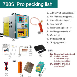 SUNKKO 788S-PRO 220V Spot Welder Welding Machine USB Charging Test For 18650 (with 71A Welder Pen)