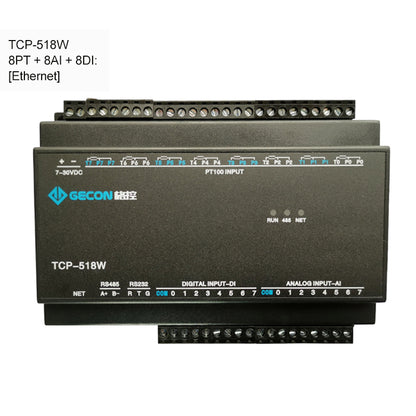 GECON 8PT100 + 8AI + 8DI Industrial Controller Data Acquisition Module TCP-518W [Ethernet Communications]