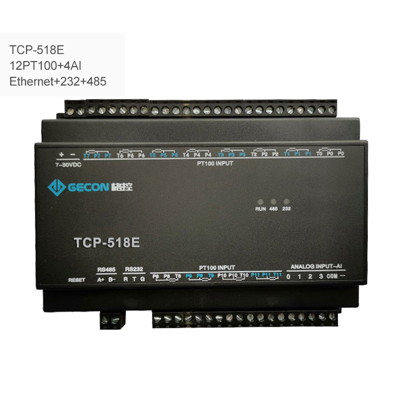 GECON 12PT100 + 4AI Industrial Controller Data Acquisition Module TCP-518E [Ethernet + RS232 + RS485]