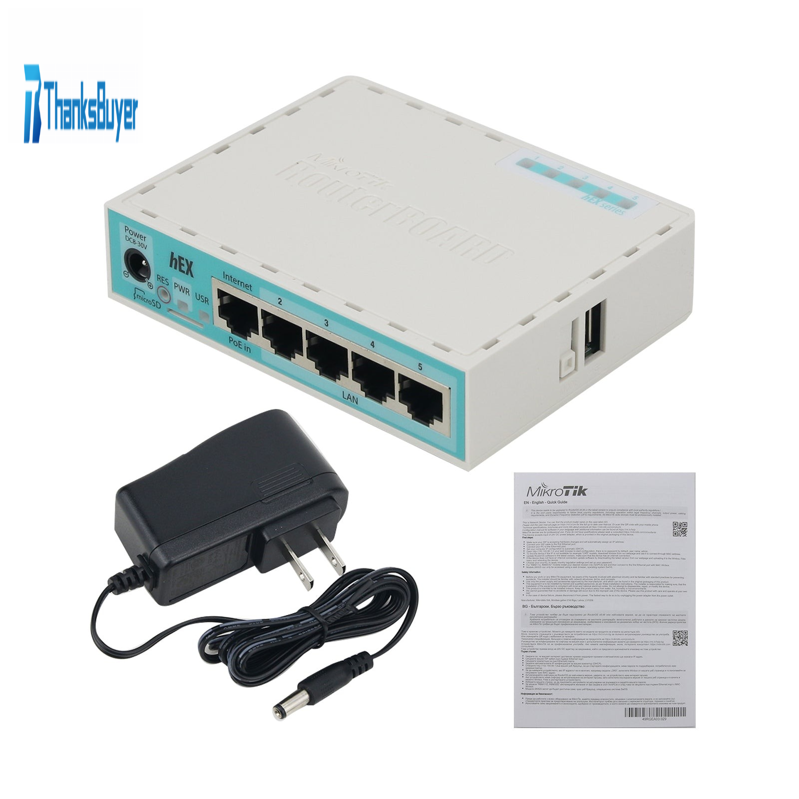 MikroTik RB750Gr3 Hex ROS 5-Port Mini Router 5x1000Mbps Ports RouterOS