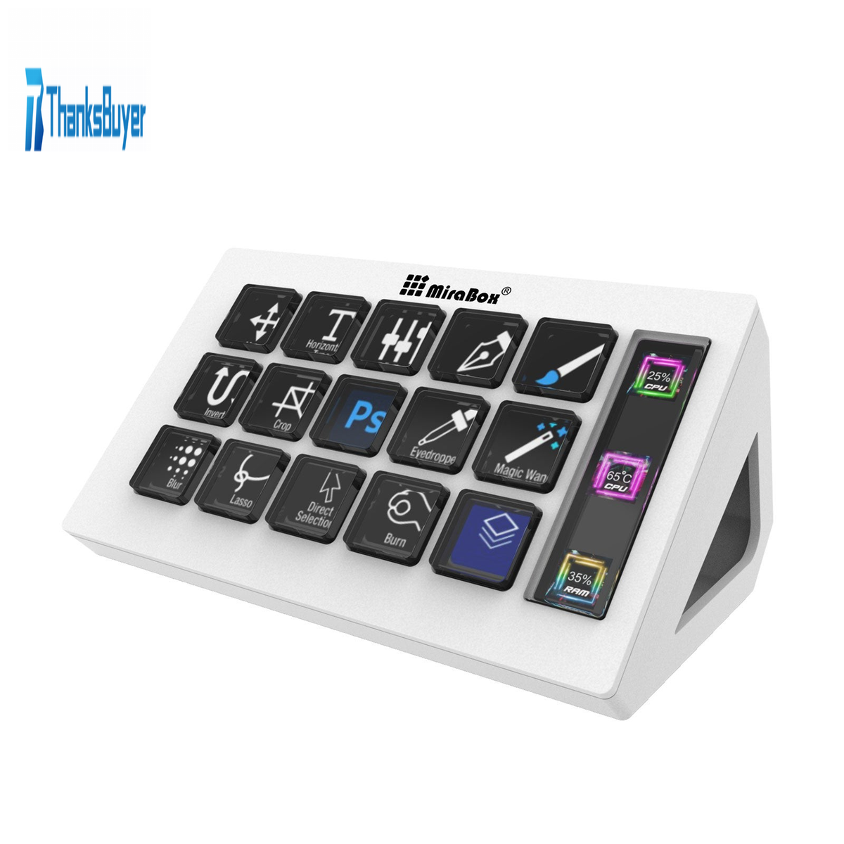 Visuals Keyboard Streaming MiraBox MBOX 293S Stream Deck Visual Keyboard with 15 LCD Keys and LCD