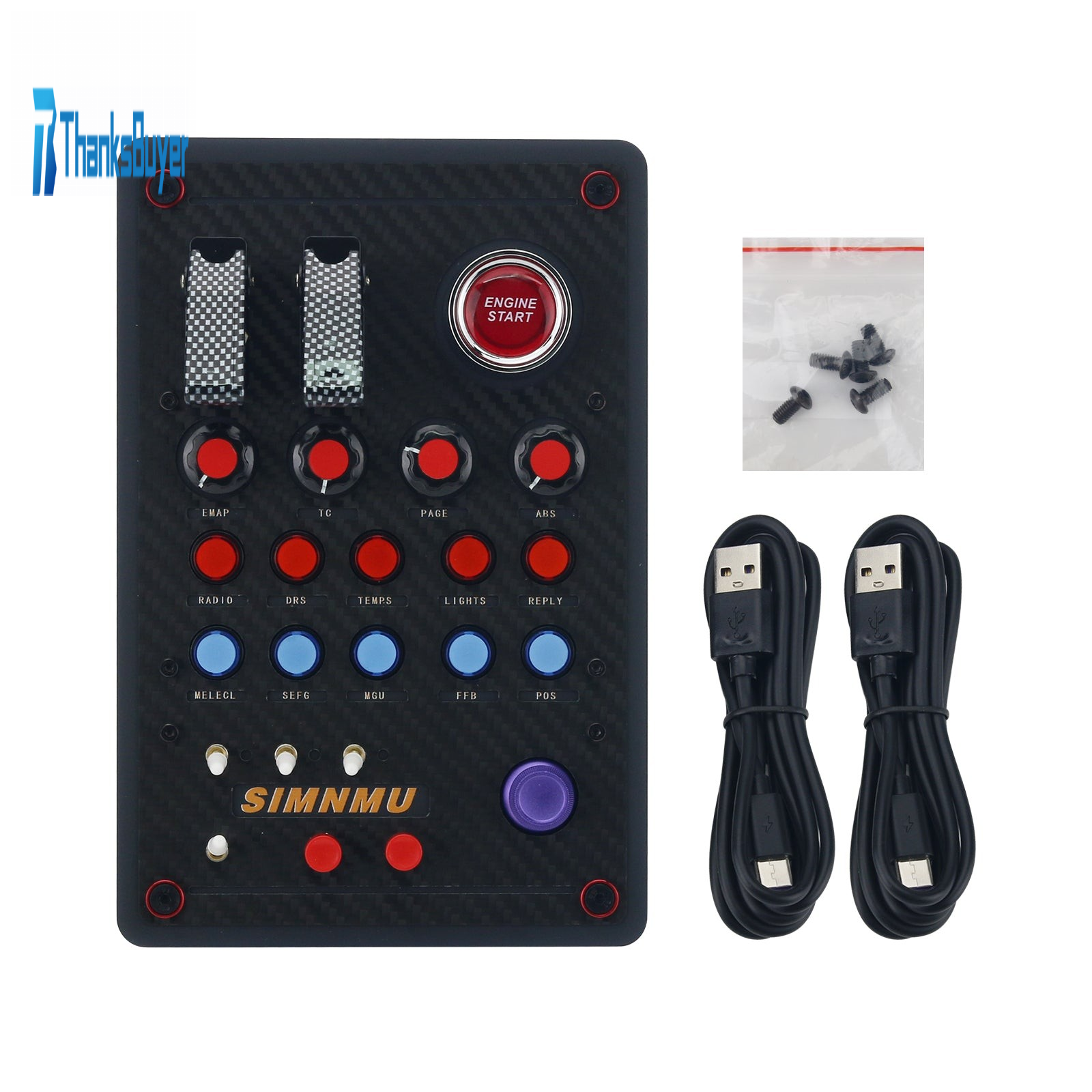 Simulator Control Box SIMNMU Button Box SIM Racing Control Box Racing Simulator with RGB Lig