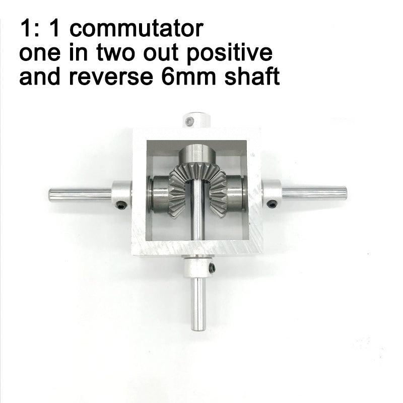 90-Degree Bevel Gearbox 1:1 Bevel Gear Module One IN Two OUT Forward and Reverse with 6MM Shaft