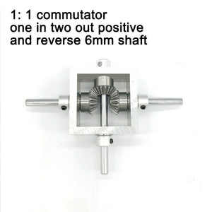 90-Degree Bevel Gearbox 1:1 Bevel Gear Module One IN Two OUT Forward and Reverse with 6MM Shaft