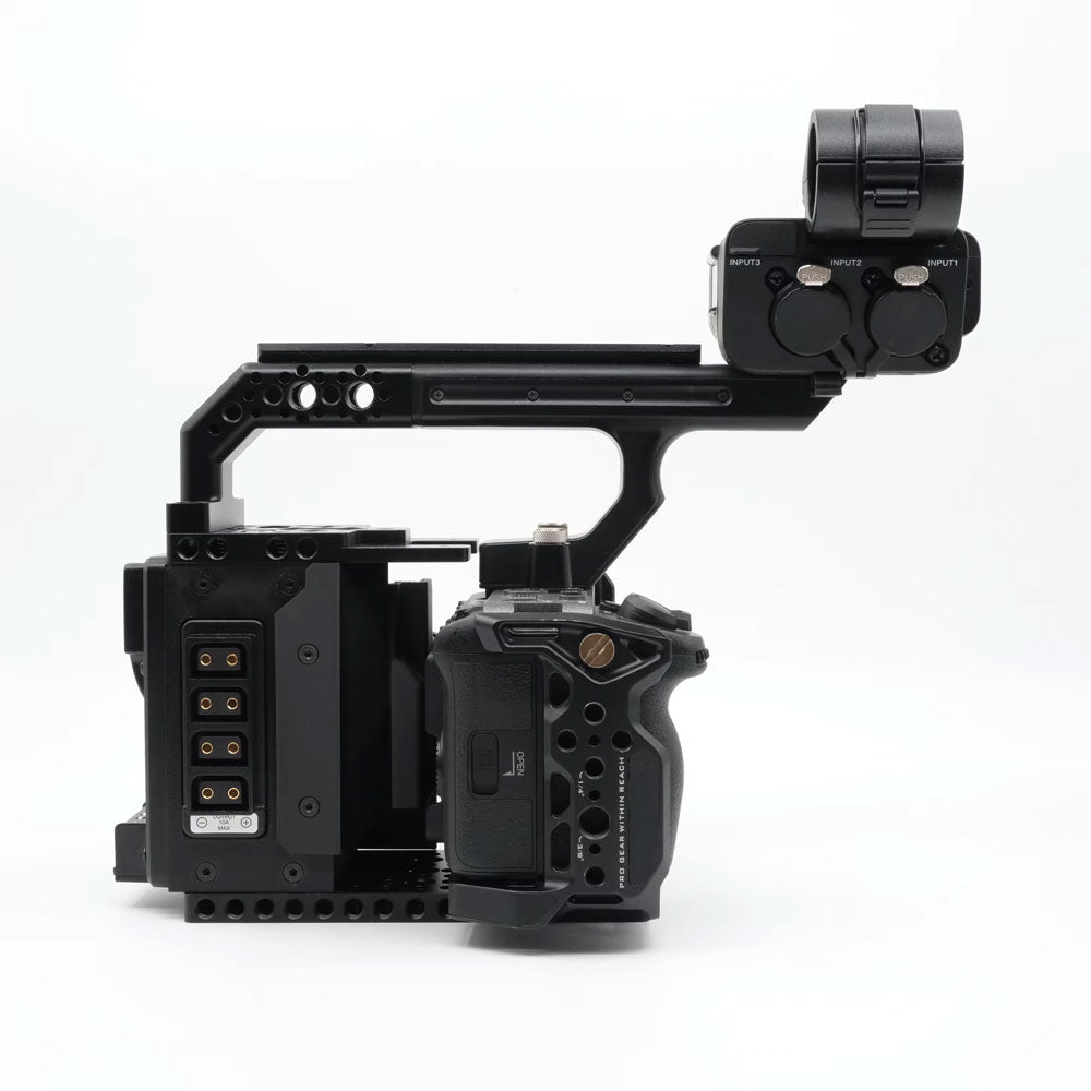 New FusionRig Camera Cage Expansion Module Cineback Support Voltage Display with XLR Handle Unit for Sony FX3/FX30 Cameras