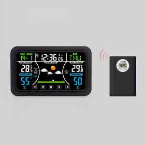 H163G Wireless Weather Station Clock with Rounded Corners for Temperature and Humidity Monitoring