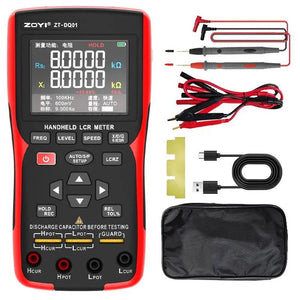 ZOYI ZT-DQ01 Handheld LCR Meter Auto Recognition Digital Bridge 5-Digit Display L/C/R/Z Value Testing + Kelvin Clips