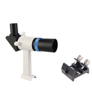 TeSeek 6x30 Metal Correct-Image Finderscope with Crosshair Reticle + Optional Vixen-Style Dovetail Mounting Base