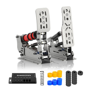 SIMSONN Silver Plus X Hydraulic Pedal 2-Pedal Set Accelerator+Brake Racing Pedals with Optional Base Plate