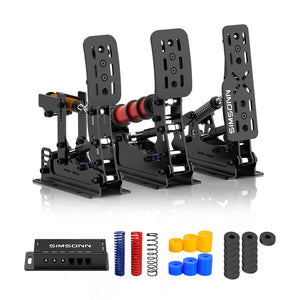 SIMSONN Black Plus X Hydraulic Pedal 3-Pedal Set Accelerator+Clutch+Brake with Optional Base Plate