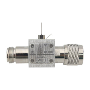0.01-3GHz Bias Tee 2A High Current 50V RF DC Block 75ohms with N-Type Female to Male Connector